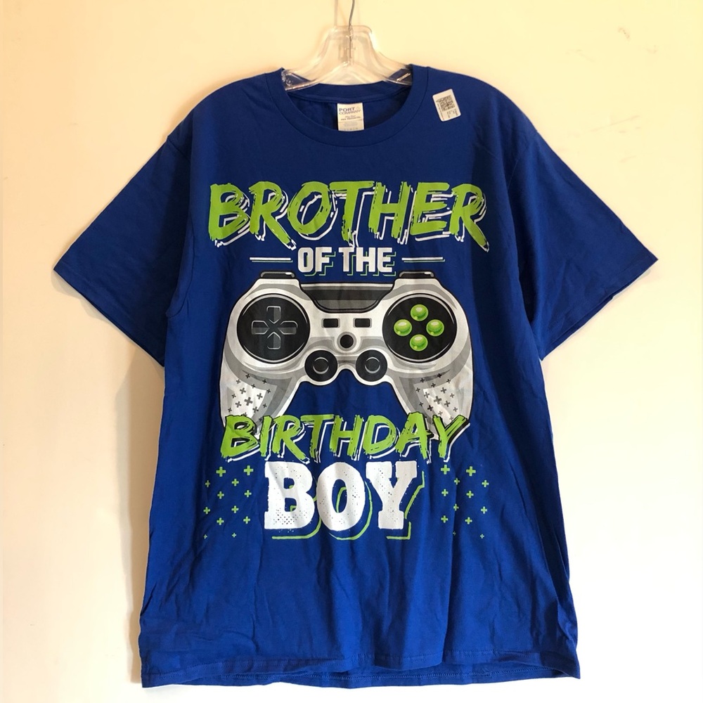 Port & Company Men’s “Brother of the Birthday Boy” T-shirt, Royal Blue, L